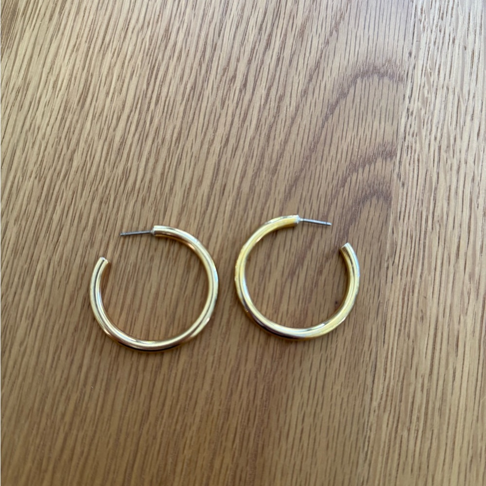 Chunky Medium Thick Gold Hoop Earrings